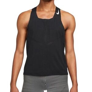 Nike AeroSwift Black Athletic Tank Top with Racerback Design